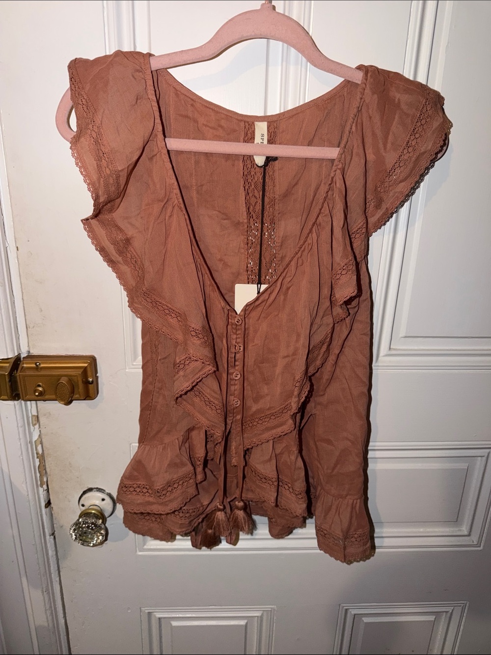 NWT Spell Fleur Lace Frill Blouse